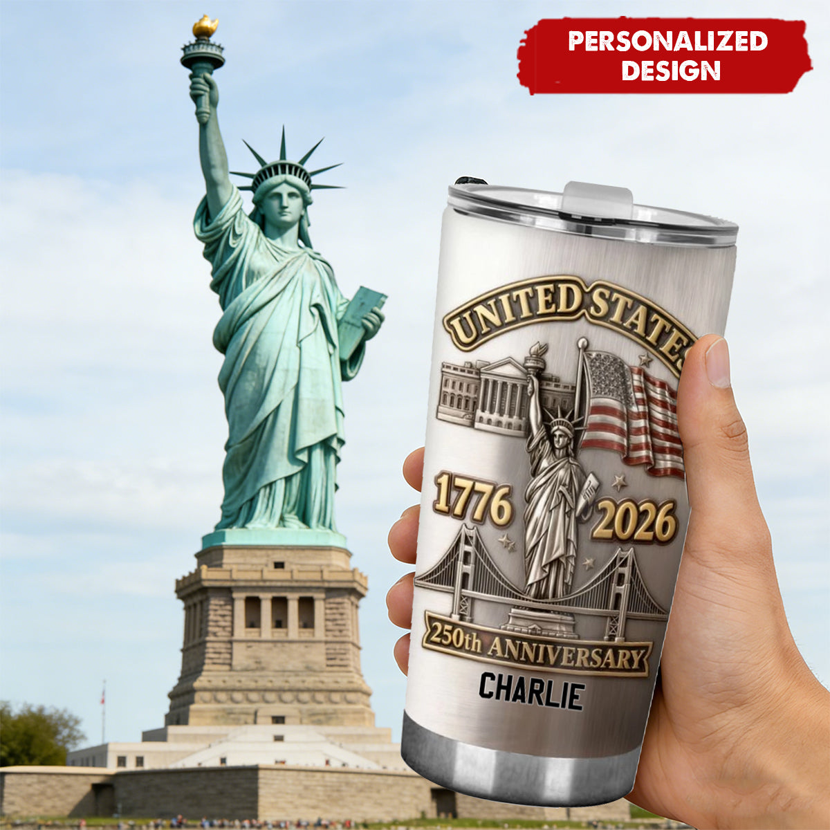 250th Anniversary USA Patriotic - Personalized Tumbler