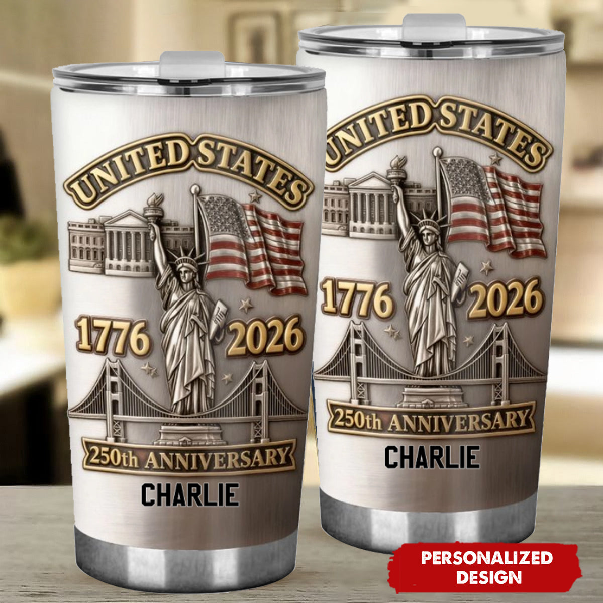 250th Anniversary USA Patriotic - Personalized Tumbler