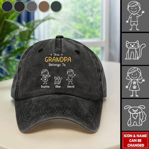 Personalized Family Washed Denim Baseball Cap With Name & Icon | Heartwarming Gift For Birthdays,Holidays,Or Any Special Moment