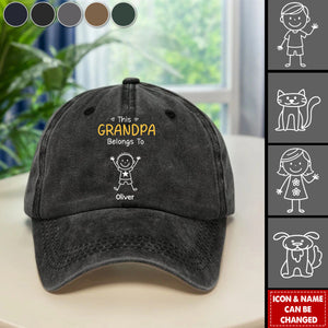 Personalized Family Washed Denim Baseball Cap With Name & Icon | Heartwarming Gift For Birthdays,Holidays,Or Any Special Moment