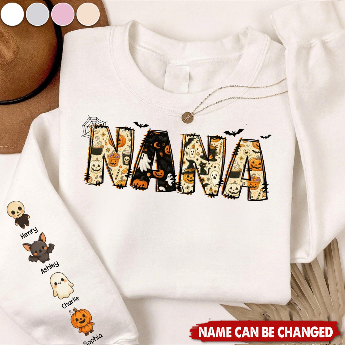 Personalized Halloween Sweatshirt With Family Names, Unique & Spooky Cute Gift For Gigi Mama Nana