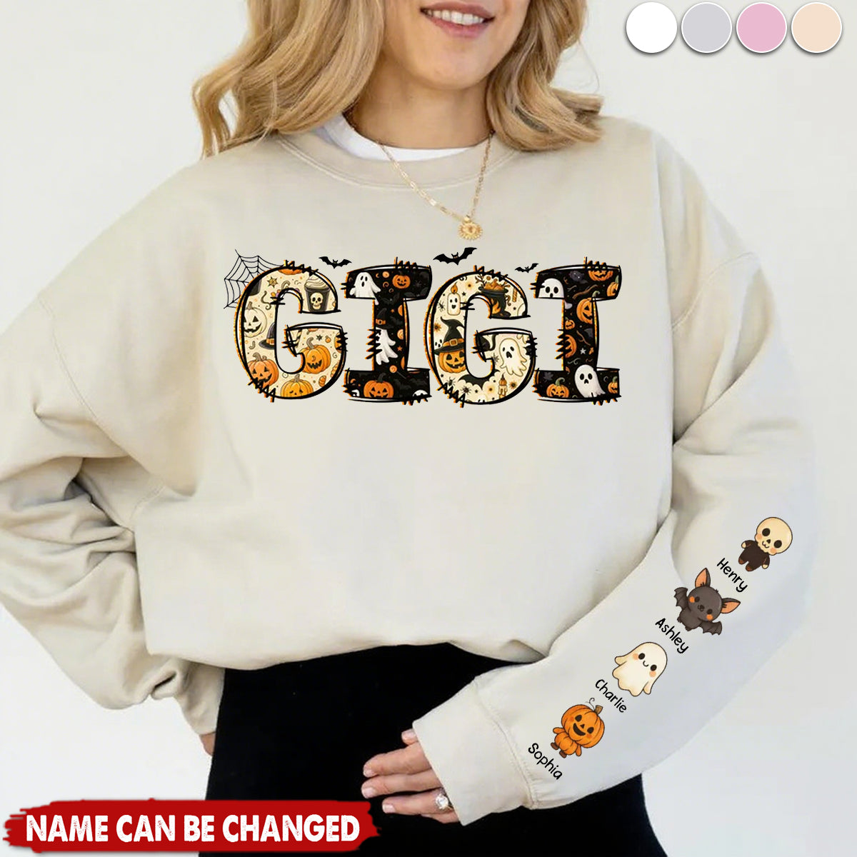 Personalized Halloween Sweatshirt With Family Names, Unique & Spooky Cute Gift For Gigi Mama Nana
