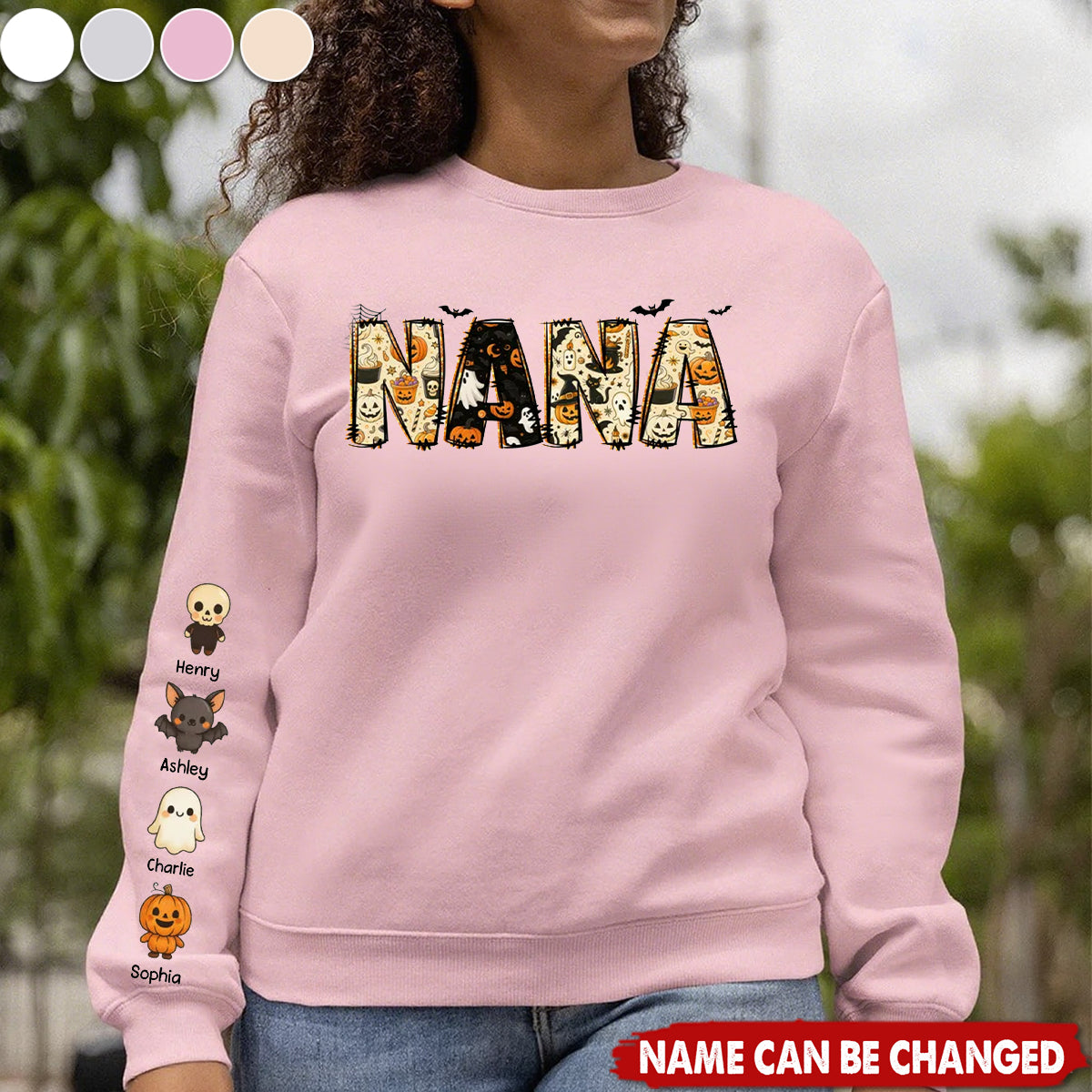 Personalized Halloween Sweatshirt With Family Names, Unique & Spooky Cute Gift For Gigi Mama Nana