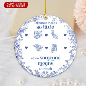 Personalized "Miles Apart,But Close at Heart" Family Ornament With States Map Design Unique Gifts For Long Distance Family