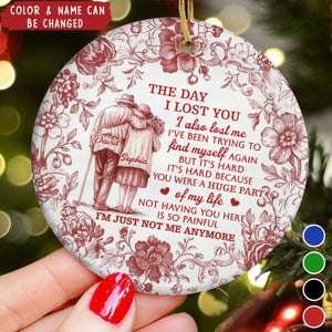 Personalized "The Day I Lost You" Ceramic Ornament With Names & Floral Design Heartfelt Memorial Gift For Family & Loved Ones