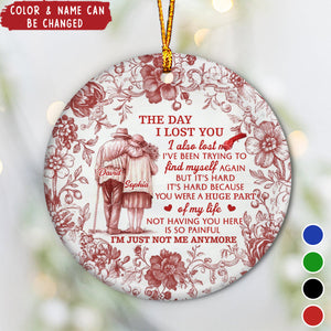 Personalized "The Day I Lost You" Ceramic Ornament With Names & Floral Design Heartfelt Memorial Gift For Family & Loved Ones