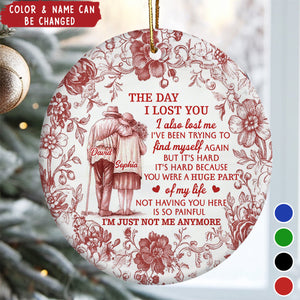 Personalized "The Day I Lost You" Ceramic Ornament With Names & Floral Design Heartfelt Memorial Gift For Family & Loved Ones