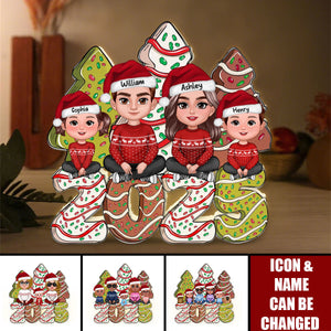 Personalized Christmas Tree Cartoon Family LED Light Box With Family Pet Names & Icons Warm Christmas Decor For Family