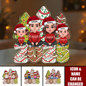 Personalized Christmas Tree Cartoon Family LED Light Box With Family Pet Names & Icons Warm Christmas Decor For Family