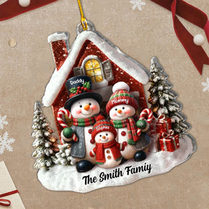 Personalized "Snowman Family" Christmas Ornament With 1-6 Names "Hearts Stay Together" Christmas Gift For The Whole Family