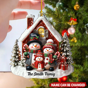 Personalized "Snowman Family" Christmas Ornament With 1-6 Names "Hearts Stay Together" Christmas Gift For The Whole Family
