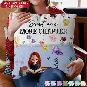 Personalized Birth Flower Book Lovers Pocket Pillow With Icon Name & Color Cozy Birthday Gift For Reader Student Friend Sister