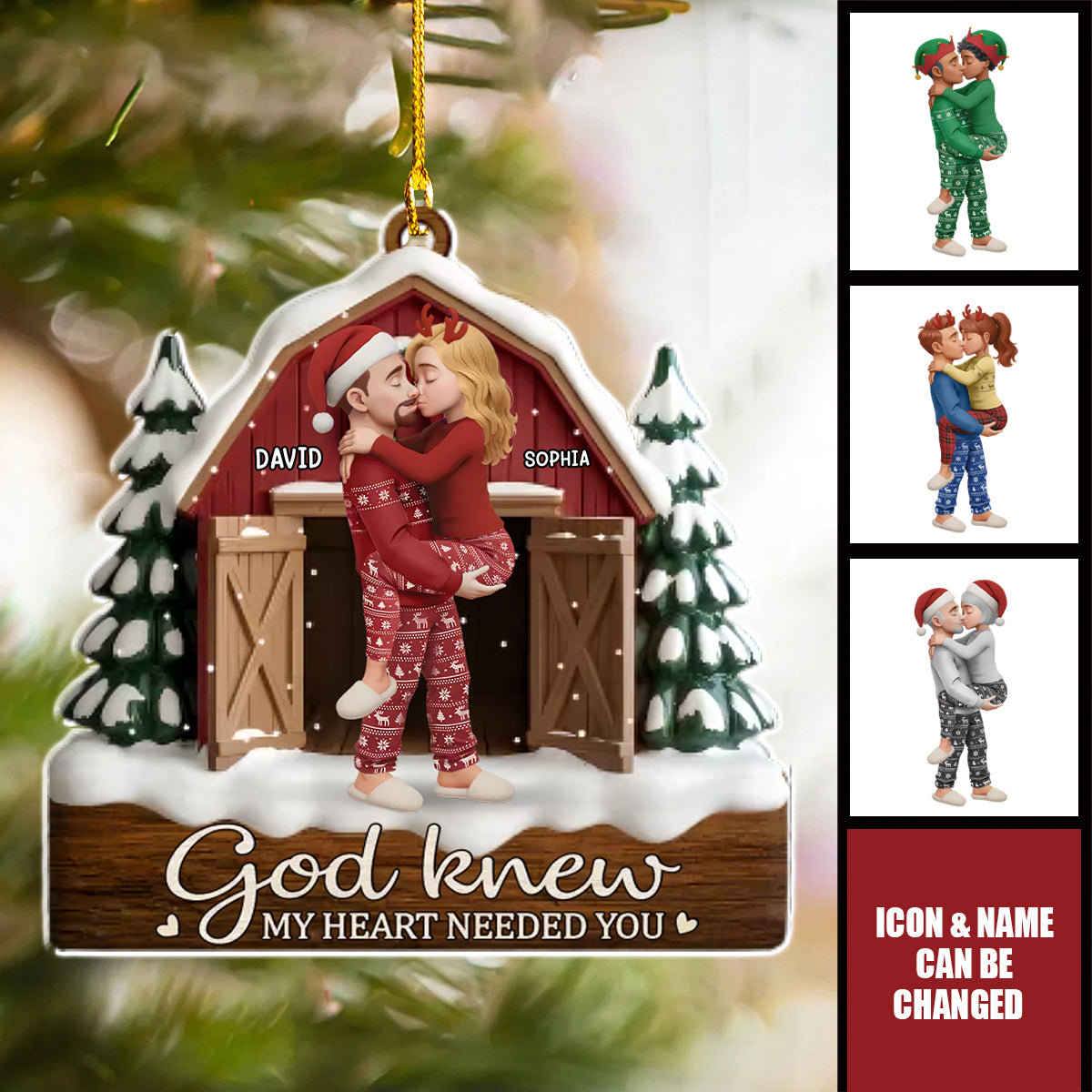 Personalized "God Knew My Heart Needed You" Couple Ornament - Unique Anniversary Christmas Gift For Couple Newlyweds