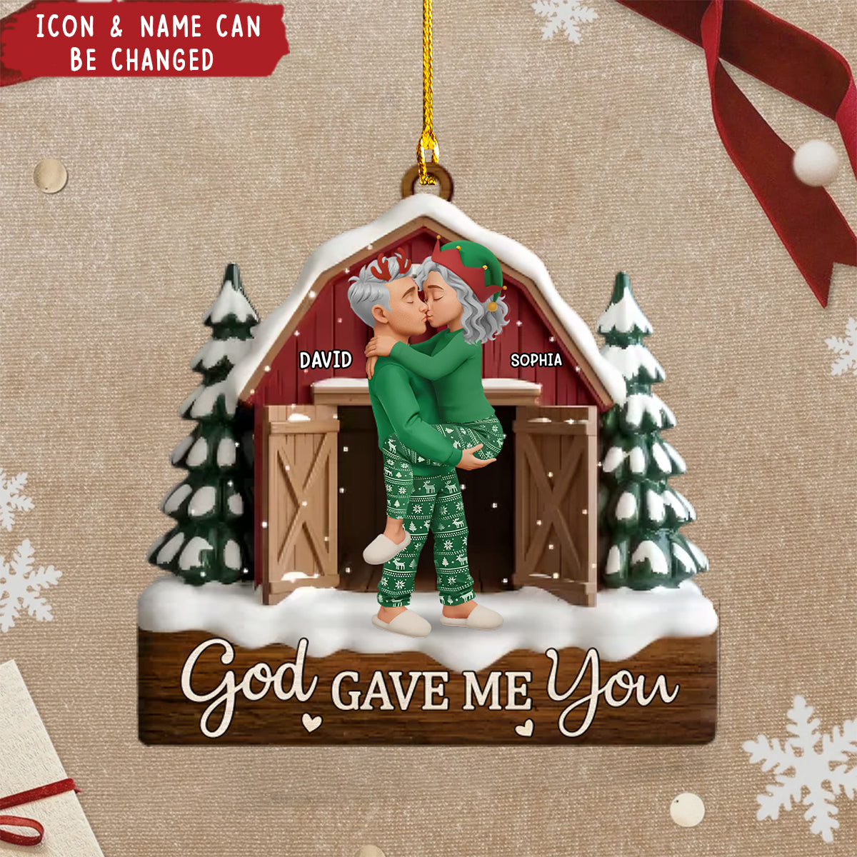Personalized "God Knew My Heart Needed You" Couple Ornament - Unique Anniversary Christmas Gift For Couple Newlyweds