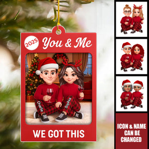 Personalized "We Got This" Couple Photo Frame Christmas Ornament With Icon Names and Year | Romantic Xmas Gift For Couple