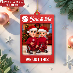 Personalized "We Got This" Couple Photo Frame Christmas Ornament With Icon Names and Year | Romantic Xmas Gift For Couple