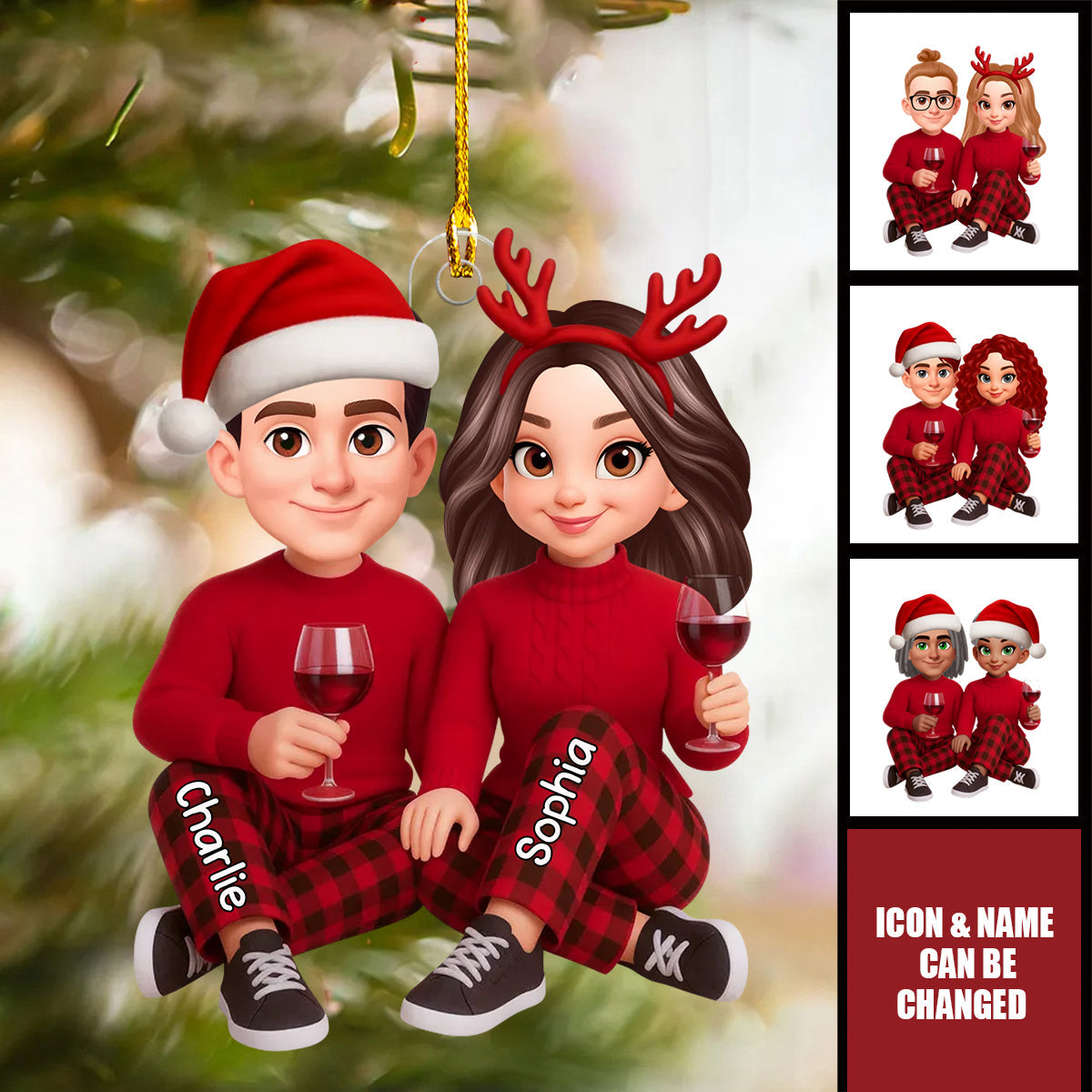 Personalized "I'm Yours" Cozy Couple Christmas Ornament With Names & Icon | Unique Xmas Gift For Couple