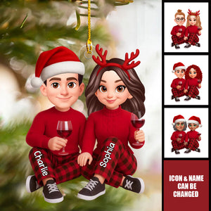 Personalized "I'm Yours" Cozy Couple Christmas Ornament With Names & Icon | Unique Xmas Gift For Couple
