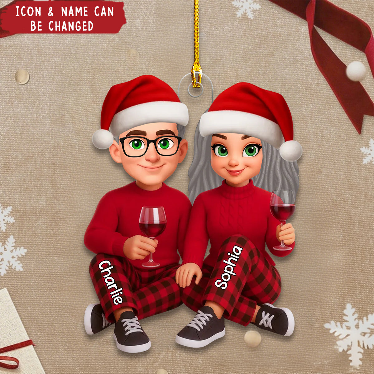 Personalized "I'm Yours" Cozy Couple Christmas Ornament With Names & Icon | Unique Xmas Gift For Couple