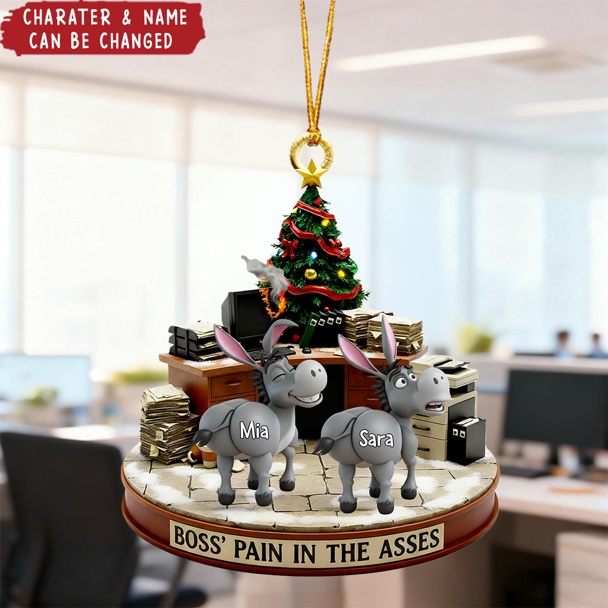 Personalized Fun Donkey Decorations "The Boss's Nemesis" With 1-8 Icons - Christmas Gift For Colleague Boss