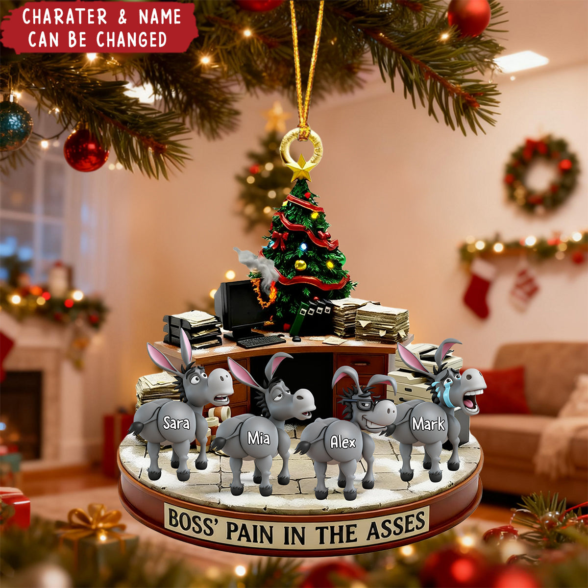 Personalized Fun Donkey Decorations "The Boss's Nemesis" With 1-8 Icons - Christmas Gift For Colleague Boss