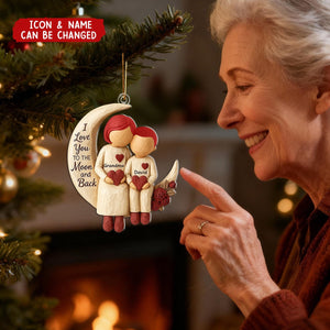 Personalized "Love You to the Moon" Ornament With Grandma & Grandchild Names | Heartfelt Xmas Gift For Nana Granny & Kids