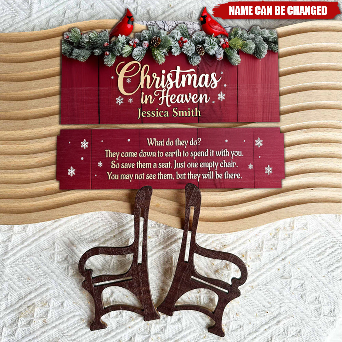 Personalized "Christmas In Heaven" Cardinal Memorial Bench With Name | Bereavement Gift For Christmas & Anniversary