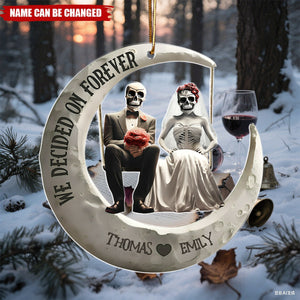 Personalized Spooky Skull Wedding Acrylic Ornament With Names - Xmas Tree Decor | Anniversary Gift For Gothic Couple