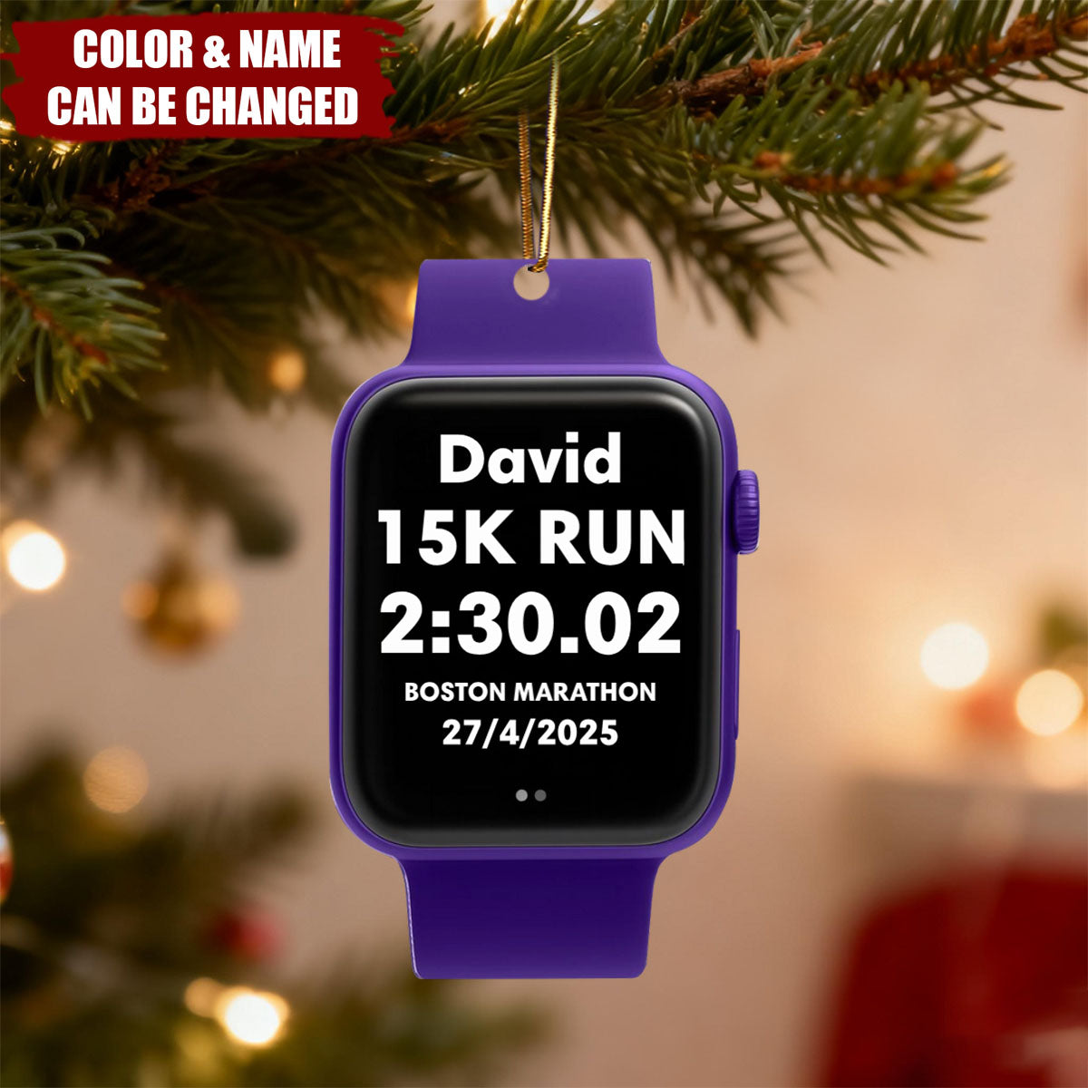 Personalized Acrylic Running Watch Ornament With PR Time - Christmas Gift For Marathon Runners & Athletes