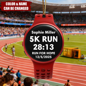 Personalized Acrylic Running Watch Ornament With PR Time - Christmas Gift For Marathon Runners & Athletes
