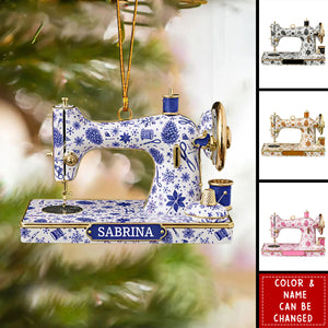 Personalized Sewing Machine Acrylic Christmas Ornament With Name & Color  – Perfect Gift For Seamstress Quilter