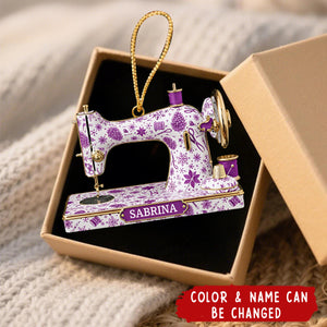 Personalized Sewing Machine Acrylic Christmas Ornament With Name & Color  – Perfect Gift For Seamstress Quilter