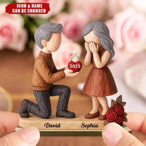 Personalized Couple Marriage Proposal Wooden Plaque With Name & Year | She Said Yes | Valentine's Day Engaged Gift For Couple