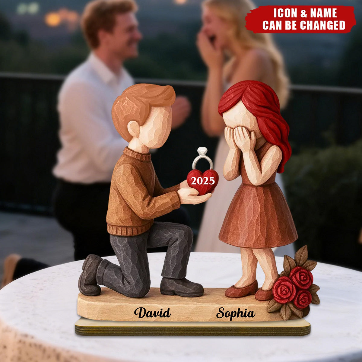 Personalized Couple Marriage Proposal Wooden Plaque With Name & Year | She Said Yes | Valentine's Day Engaged Gift For Couple