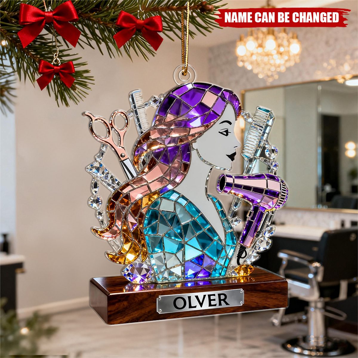 Personalized Hair Stylist Christmas Ornament With Name | Hairdresser  Decoration | Xmas Gift For Women Barber Salon Owner