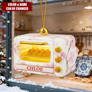 Personalized Retro Floral Toaster Oven Ornament With Name - Perfect Christmas Gift | Kitchen Decor For Bakers & Pastry Lovers
