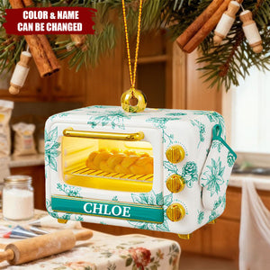 Personalized Retro Floral Toaster Oven Ornament With Name - Perfect Christmas Gift | Kitchen Decor For Bakers & Pastry Lovers