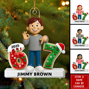Personalized Teen Kid 6 & 7 Numbers Acrylic Ornament With Name & Icon - Xmas Trending Gift For Gen Alpha Teenager