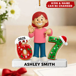 Personalized Teen Kid 6 & 7 Numbers Acrylic Ornament With Name & Icon - Xmas Trending Gift For Gen Alpha Teenager