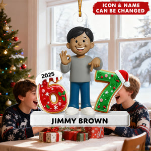 Personalized Teen Kid 6 & 7 Numbers Acrylic Ornament With Name & Icon - Xmas Trending Gift For Gen Alpha Teenager