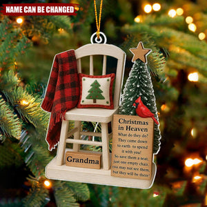 Custom Lost Loved One Memory Acrylic Ornament Featuring "Christmas In Heaven" - Xmas Decor | Sympathy Memorial Gift For Family