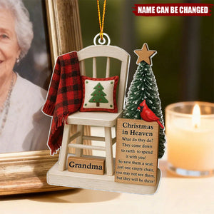 Custom Lost Loved One Memory Acrylic Ornament Featuring "Christmas In Heaven" - Xmas Decor | Sympathy Memorial Gift For Family