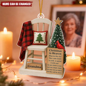 Custom Lost Loved One Memory Acrylic Ornament Featuring "Christmas In Heaven" - Xmas Decor | Sympathy Memorial Gift For Family