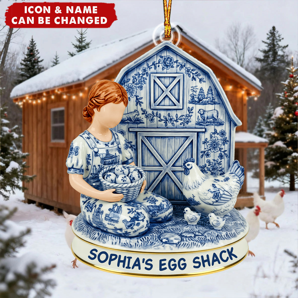 Personalized 3D Effect Chicken Farm Acrylic Ornament With Name & Icon | Unique Christmas Gift For Farmers Homesteaders