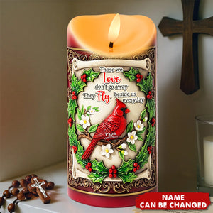 Personalized Cardinal Memorial LED Candle With Name & Year - Christmas Keepsake | In Memory Gift For Loss Of Loved One