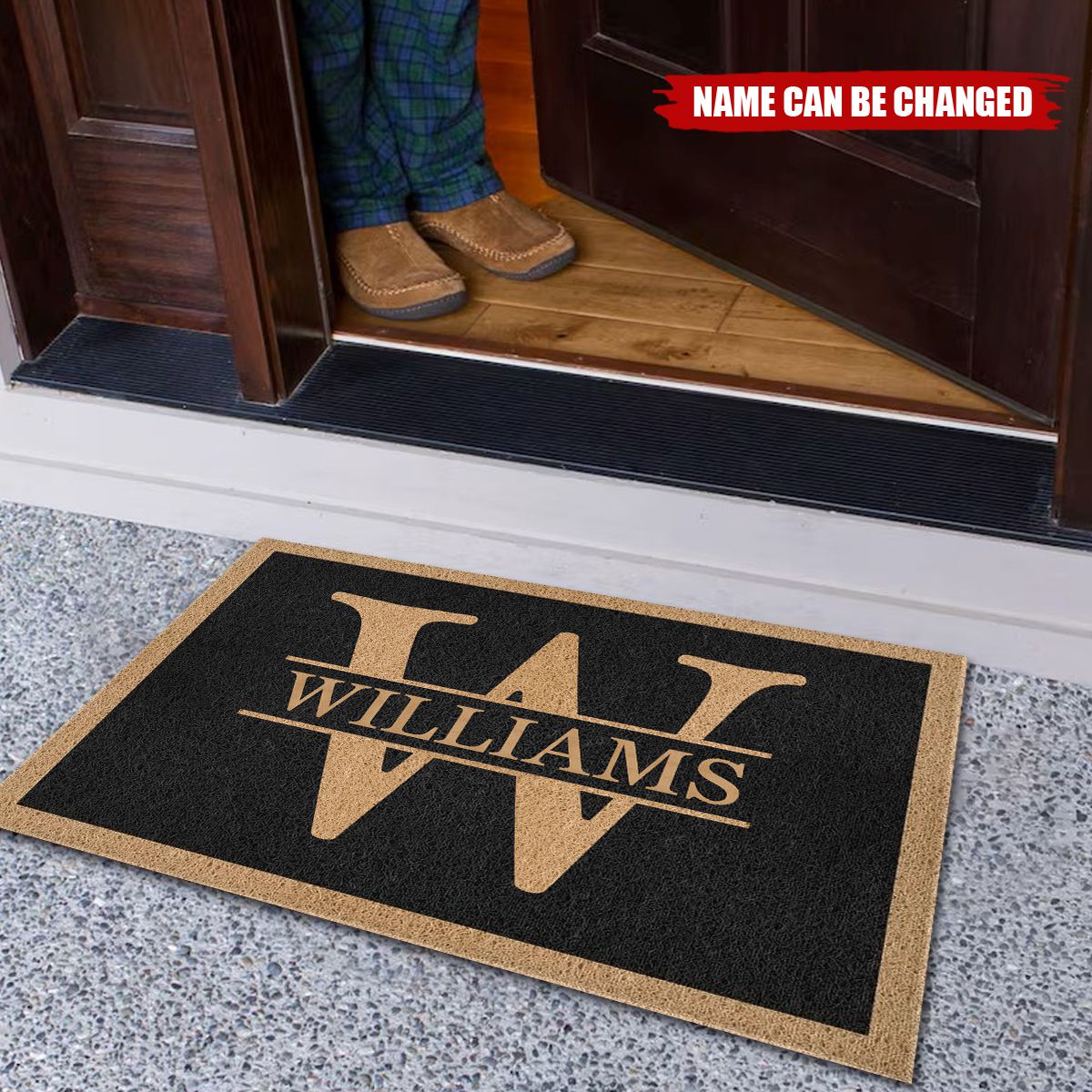 Personalized Monogram Family Name Doormat With Initial & Last Name | Non-Slip New Home Gift For Housewarming Couples Family