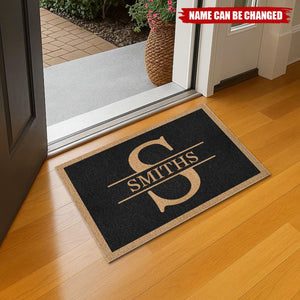 Personalized Monogram Family Name Doormat With Initial & Last Name | Non-Slip New Home Gift For Housewarming Couples Family