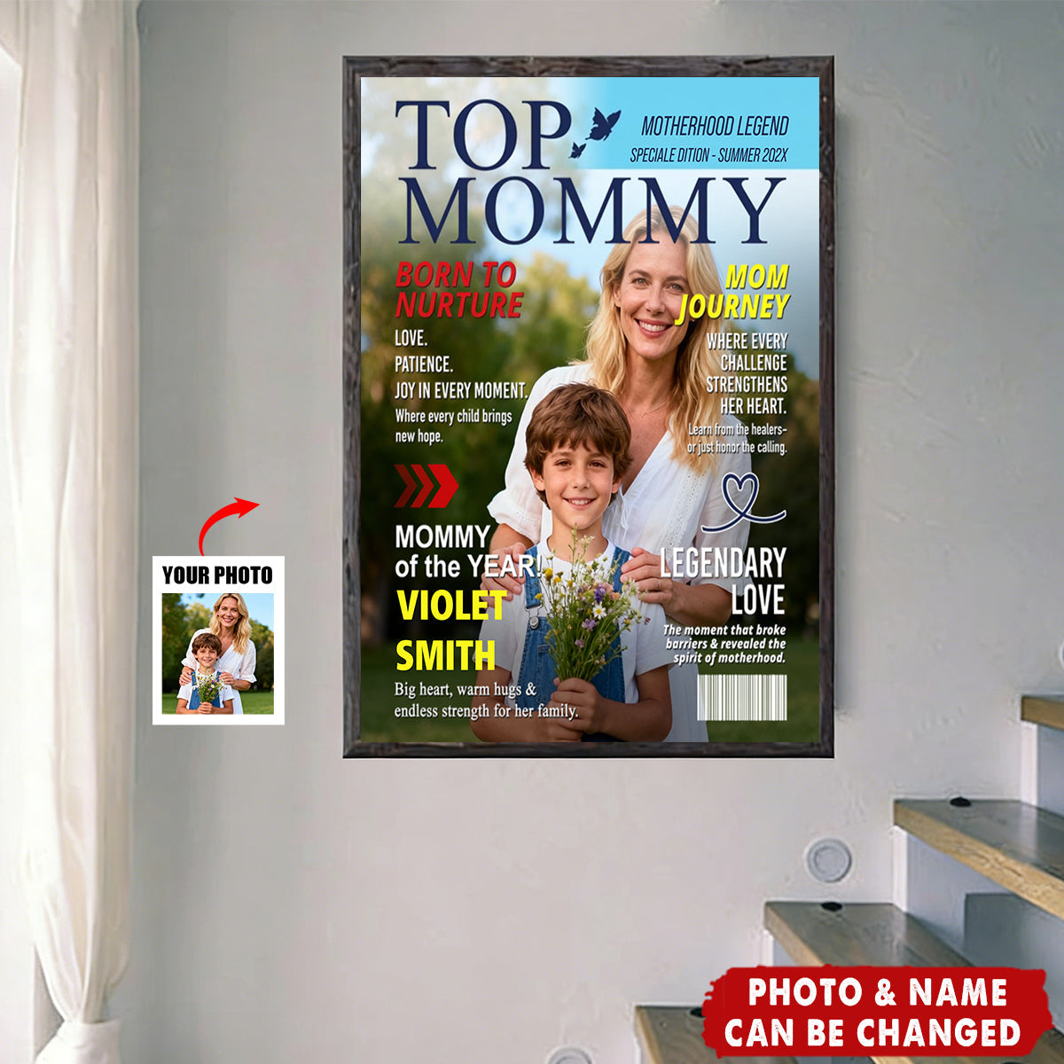 Personalized "Top Mommy" Magazine Cover Poster Wall Art With Photo & Name | Heartfelt Mother's Day Gift For Mom & Grandma