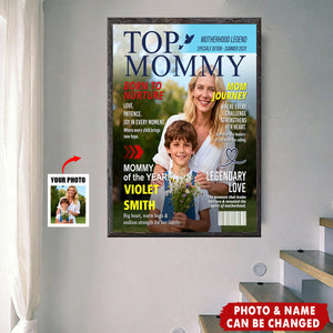 Personalized "Top Mommy" Magazine Cover Poster Wall Art With Photo & Name | Heartfelt Mother's Day Gift For Mom & Grandma