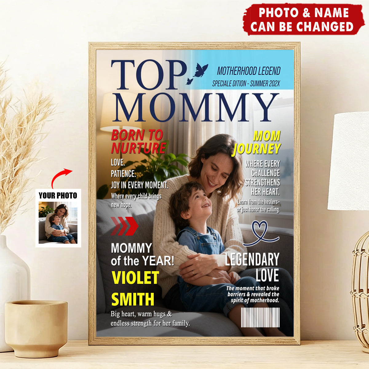 Personalized "Top Mommy" Magazine Cover Poster Wall Art With Photo & Name | Heartfelt Mother's Day Gift For Mom & Grandma